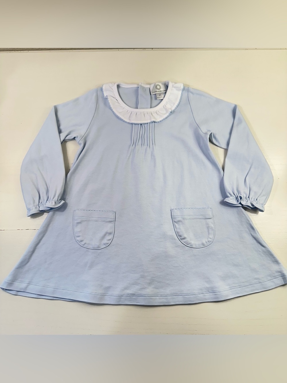 Proper Peony Blue Pima Twirl Dress 2T